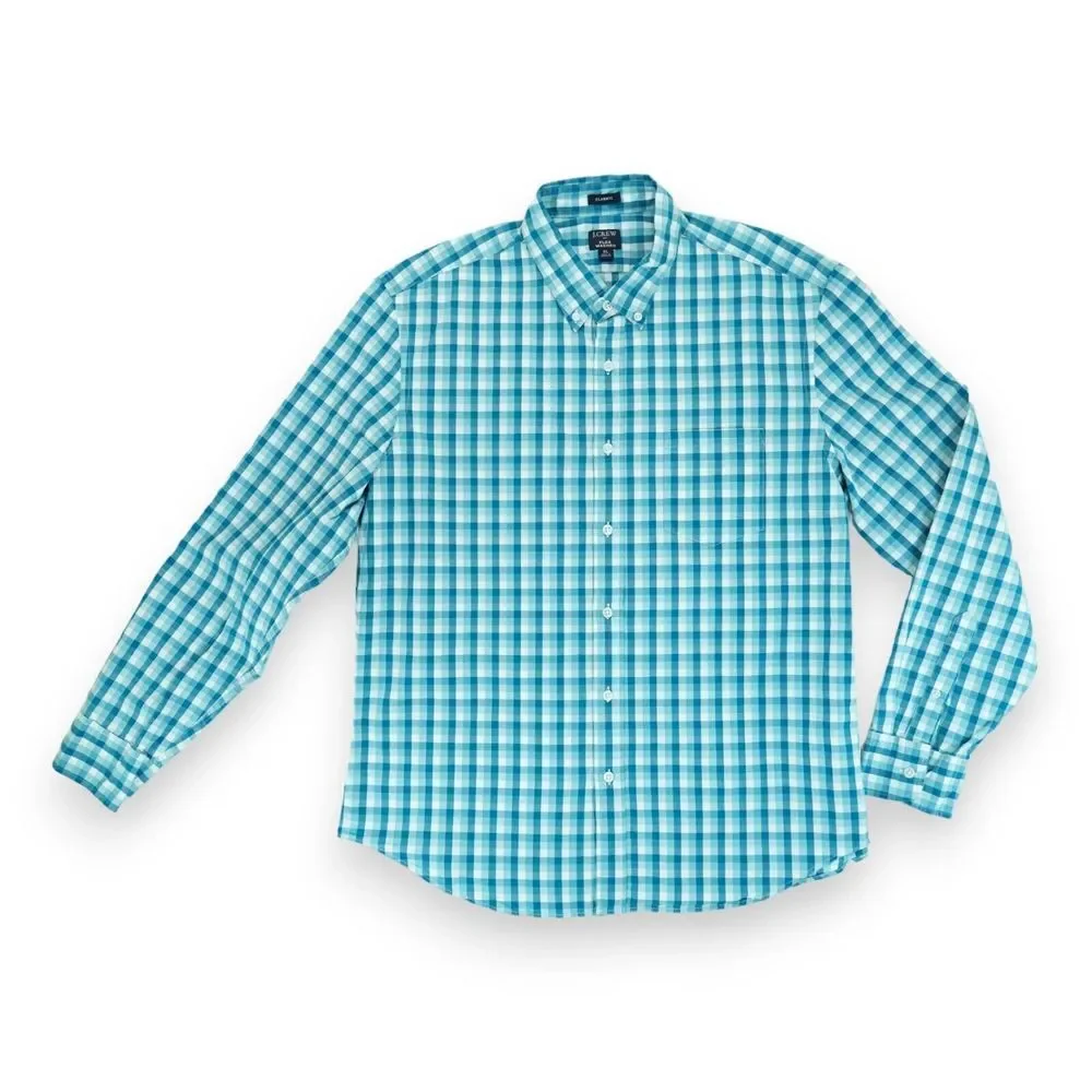 J Crew Shirt Mens XL Blue Plaid Flex Washed Long Sleeve Button Down‎